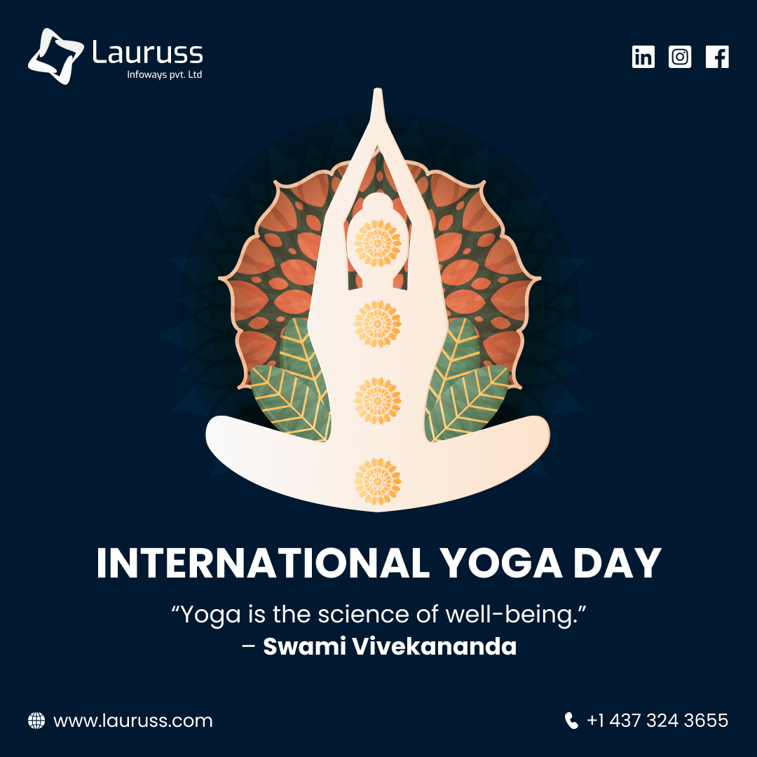 LaurussInfotech's tweet photo. Step onto the mat and unlock the transformative power of yoga this International Yoga Day 2023! 

Immerse yourself in the ancient practice that rejuvenates, strengthens, and connects us all. 

#InternationalYogaDay #InternationalYogaDay2023  #YogaDay2023 #InnerPeace #YogaForAll https://t.co/yEAyXY21kE