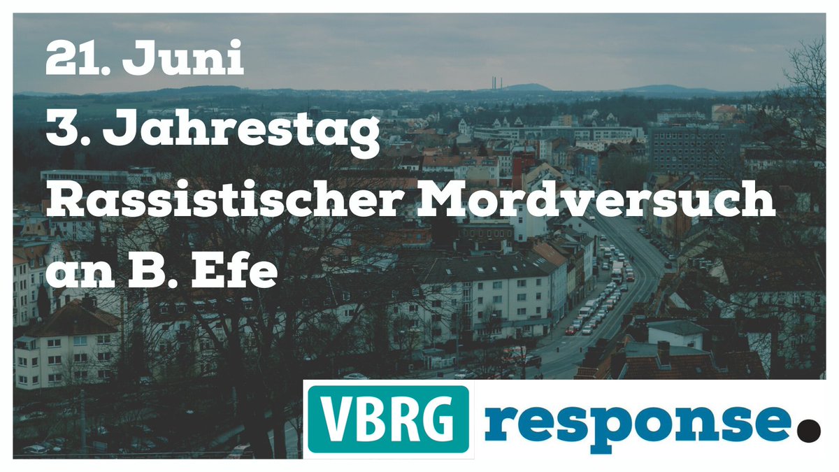 ResponseHessen's tweet photo. #KeinSchlussstrich
Heute, am 21. Juni, jährt sich der rassistisch motivierte Mordversuch an B. Efe in #Kassel zum dritten Mal.

➡Was passierte am 21. Juni 2020?
B. Efe war in der Nacht als Minicar-Fahrer in Kassel unterwegs. (1/5) https://t.co/Nhj0GxU5hN