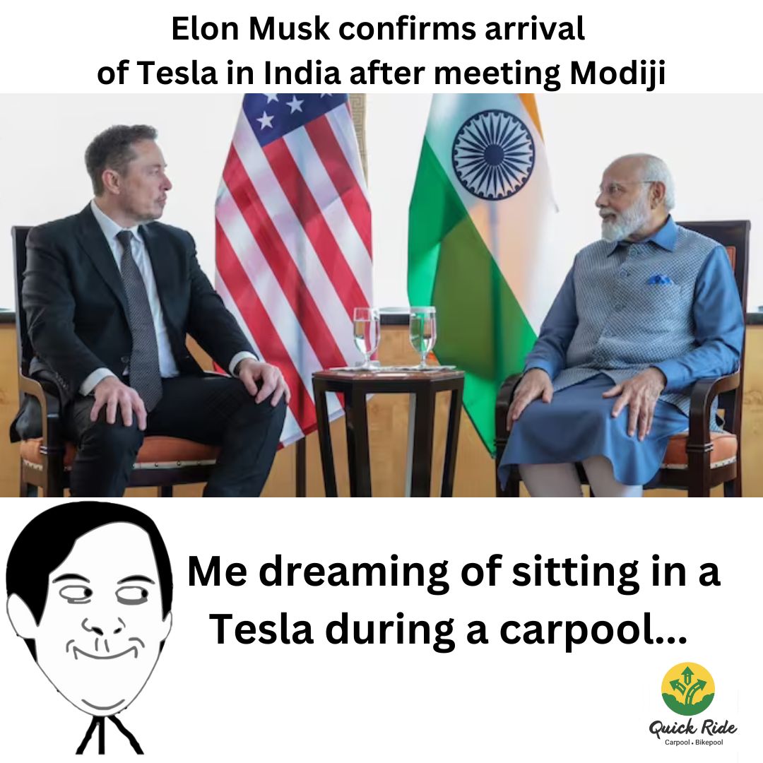 QuickRidein's tweet photo. Do you think it's possible? Do rich people carpool? Let us know in the comments...
#carpool #bangaloretraffic #ModiInUSA #ModiInUS #NarendraModi
@narendramodi
#tesla #elonmusk #QuickRideIn https://t.co/kAeXH7EfpQ