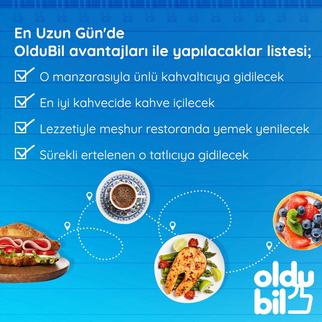 Gün uzun, OlduBil’le yapılacaklar listesi daha da uzun! 

OlduBil Mastercard’a özel, tüm restoran ve kafelerde geçerli %5 para iadesi ve GastroClub ayrıcalıklarıyla bugünün kazananı sen ol.

#OlduBil #21Haziran #EnUzunGün
