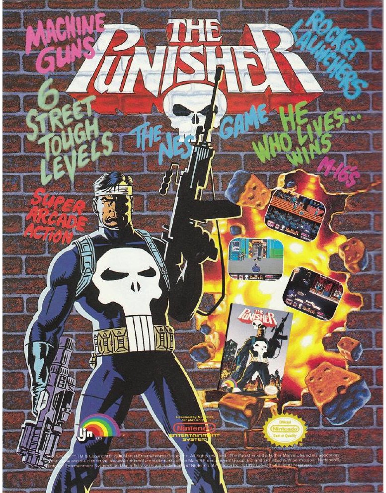 Print ad for #ThePunisher NES game! #90scomics #Marvel #NES
