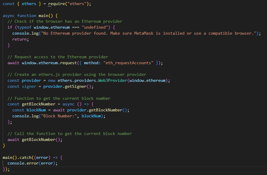 ReyedgeM's tweet image. "🔍 Trying to interact with @metamask_io using ethers.js library, but encountered an error: 'window is not defined.' 🤔 Anyone familiar with this issue? Any help or guidance would be greatly appreciated! #Ethereum #Metamask #EthersJS"