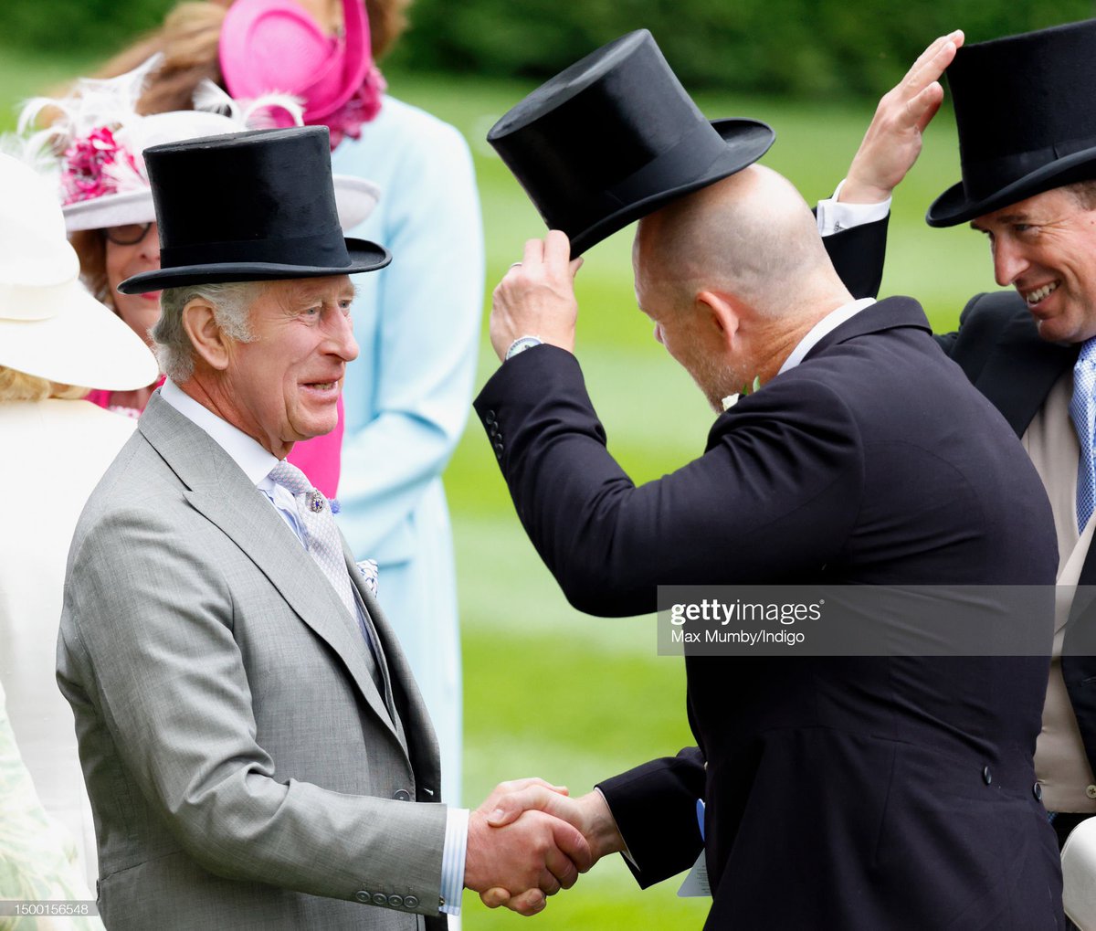 Mike Tindall and Peter Phillips doffed their top hat during the day one of Royal Ascot 2023 at Ascot Racecourse on June 20, 2023.

Photo by Max Mumby/Indigo/Getty Images