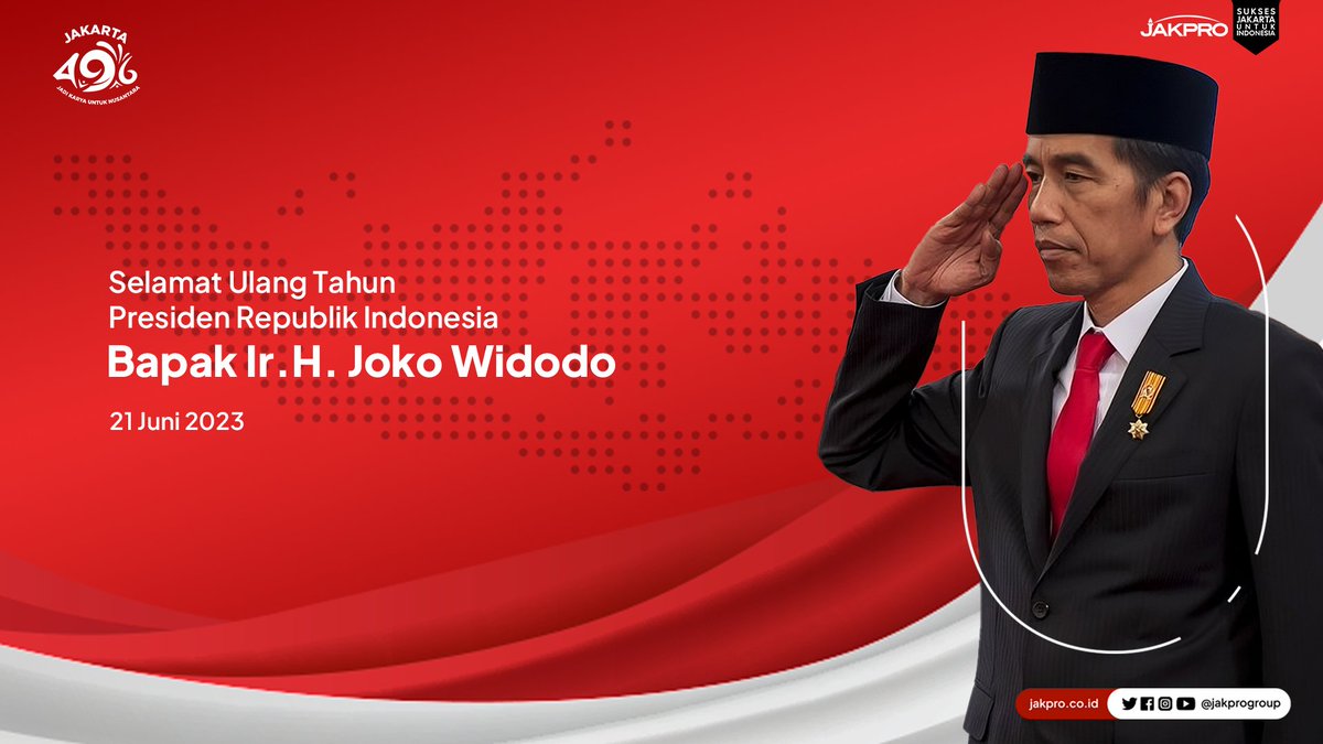 Selamat Ulang Tahun Bapak Presiden Republik Indonesia @jokowi , Semoga selalu diberikan kebahagiaan, keberkahan dan kesehatan dalam keseharianya menjadi pemimpin di negeri ini. Semangat mengabdi untuk terus melaju untuk Indonesia Maju. #jakprogroup #jakarta #jakpro #jokowi