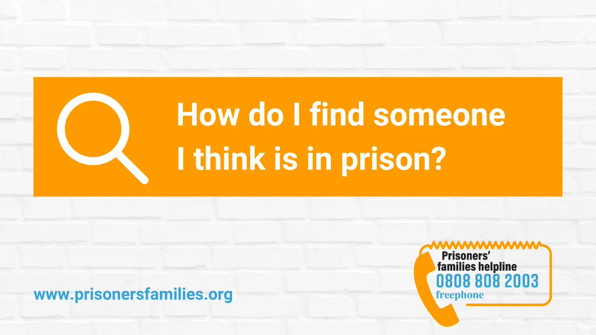 If you think somone is in prison custody in England or Wales, who may have been there for more than a few days, but whose exact whereabouts you do not know, the Prisoner Location Service can help. Find out more: prisonersfamilies.org/locating-a-pri…