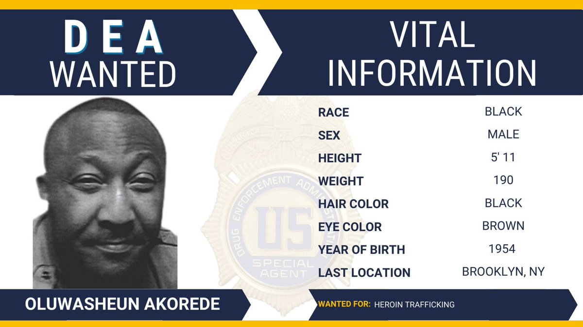 SaharaReporters's tweet photo. U.S. Declares Nigerian American Oluwasheun Akorede Wanted For Heroin Trafficking | Sahara Reporters https://t.co/zqzb9baRda https://t.co/oF7TIWxIWM