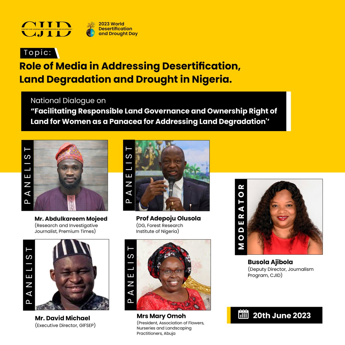 Thank you <a href="/CJIDAfrica/">Centre for Journalism Innovation and Development</a> for the opportunity to share my views on the Role of the Media in Combating Desertification, Land Degradation, and Drought in Nigeria."
The media should go local and create stories on this issues but should be guided by science and data
#GreenResilience