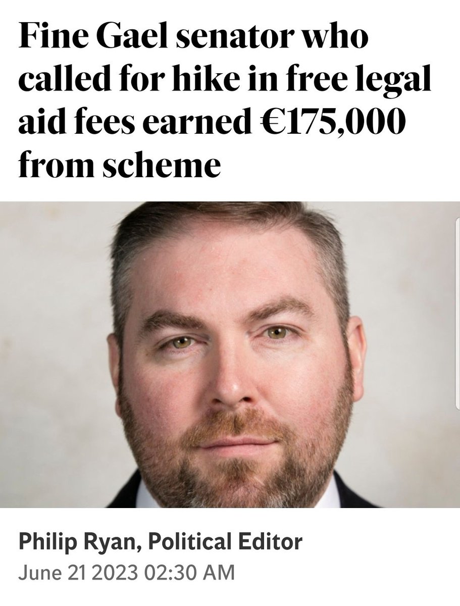 caulmick's tweet photo. Fine Gael senator who called for hike in free legal aid fees earned €175,000 from scheme

Barry Ward, who is also a junior barrister, also called for an increase in the rates for providing legal help to those who cannot afford it

#HowIrelandWorks

https://t.co/pppCWN9vAU https://t.co/h9Iz3GnUy0