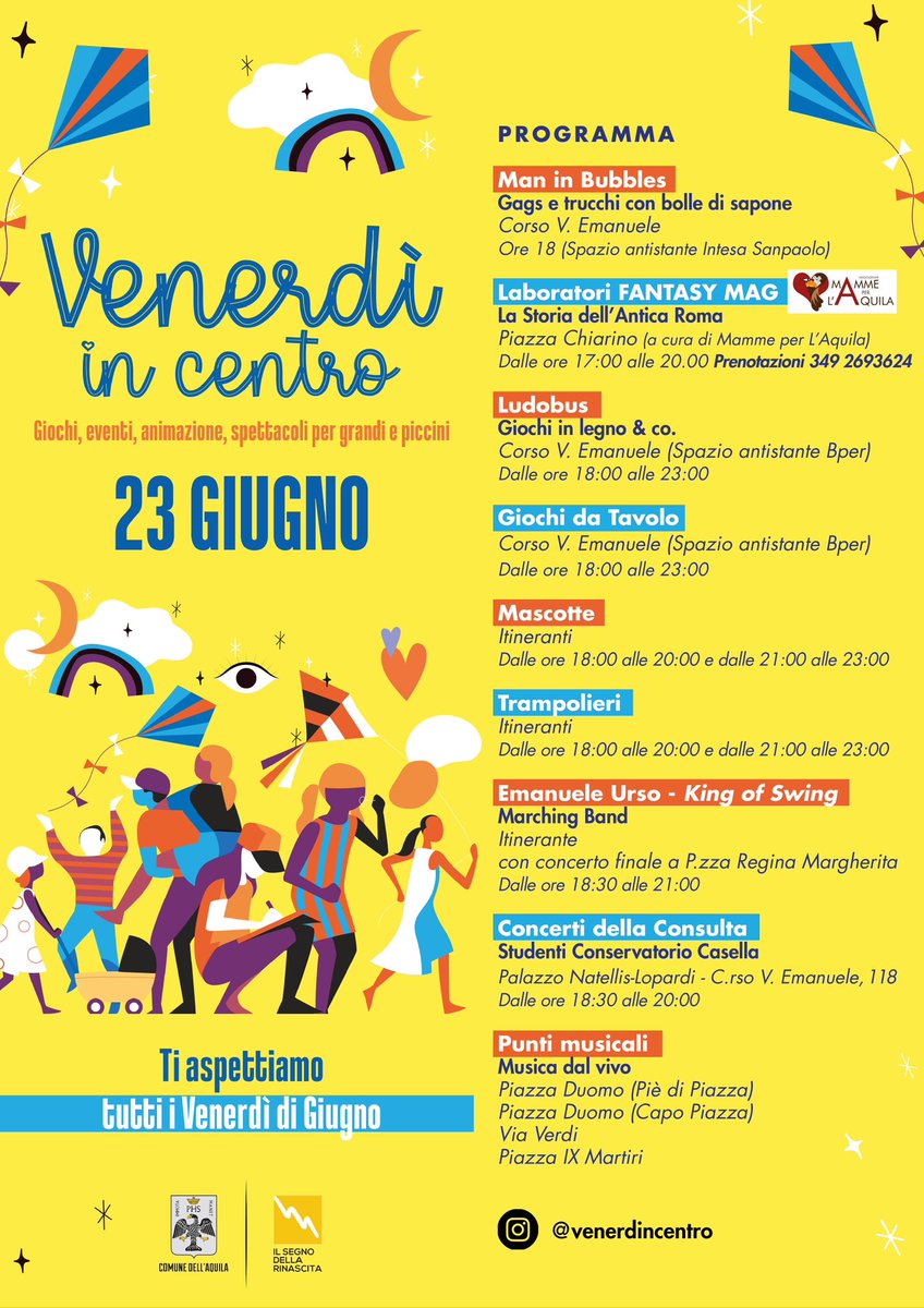 Proseguono gli appuntamenti del cartellone “Venerdì in centro” a #laquila