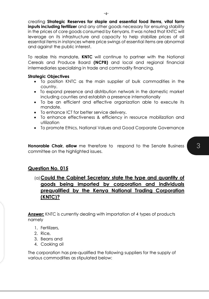 Terriz_Sam's tweet photo. CS Trade Moses Kuria answers transparency and accountability regarding KNTC's financial condition and supplier transactions.
Payments to Suppliers and Outstanding Balances:
KNTC has procured imported commodities worth Ksh 22.2 billion.
As of April 30th, 2023, commodities worth Ksh 4.8 billion have been delivered.
The suppliers have not received any payments yet because the Letters of Credit, which facilitate payment, are still maturing.
Minority Senators could not stand this truth.
Whole Edible Scandal is a Creation of Cartels through @NationMediaGrp