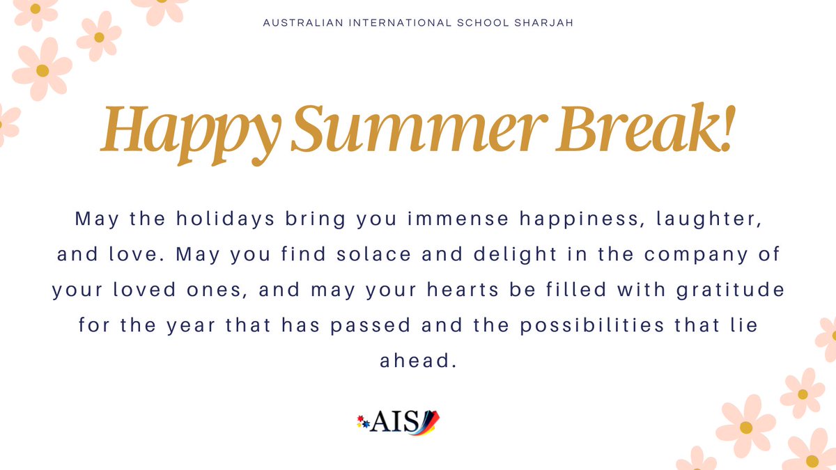 AIS_ExecutiveP's tweet photo. I would like to thank the entire AIS Community for this incredible academic year. I am immensely proud of what we have accomplished together, and I eagerly anticipate the bright future that awaits us.🌼

#AISCommunity #AISGratitude https://t.co/PcwX1QL4K8
