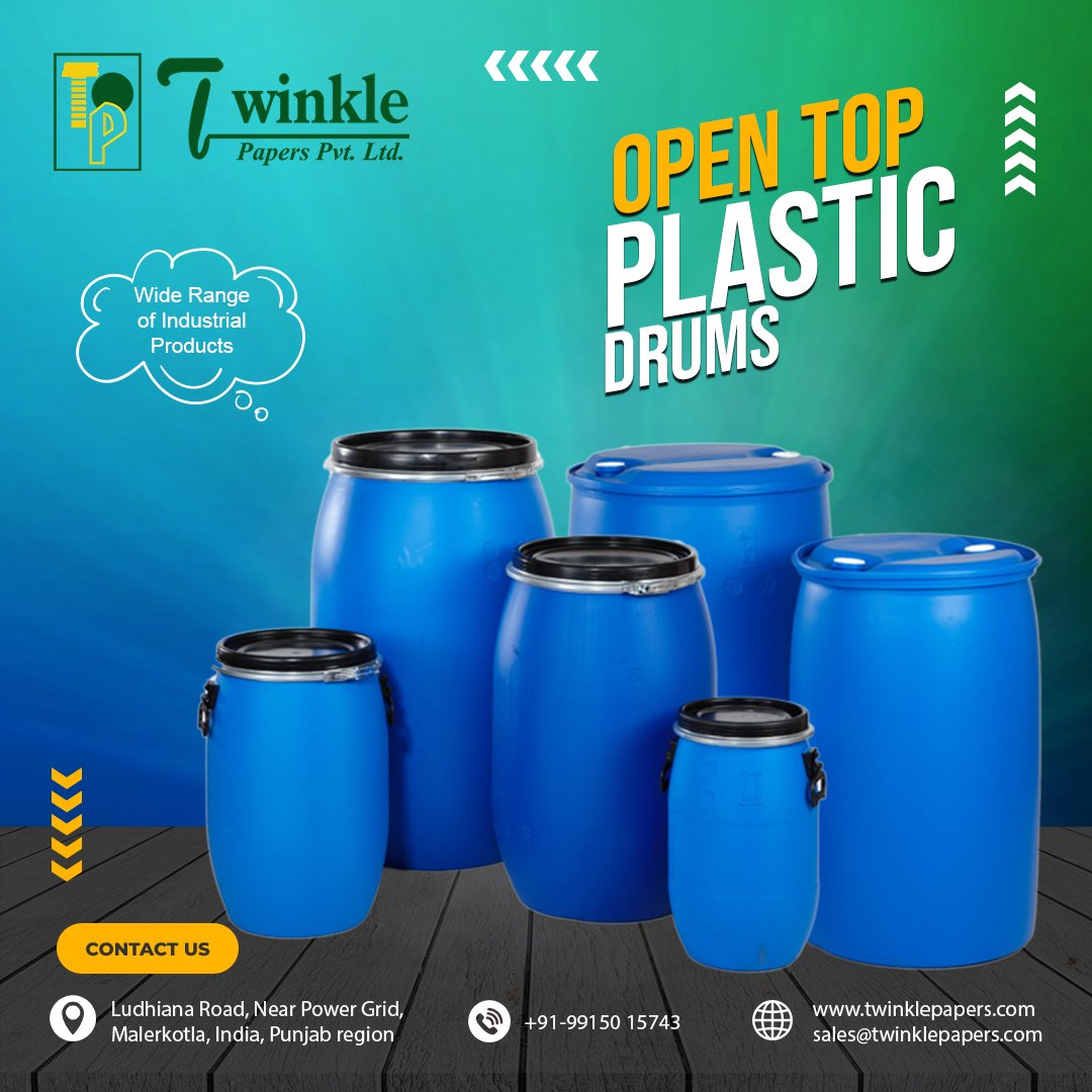 🌟 Twinkle Papers Introducing Open Top Plastic Drums! 🌟 
🔸 Engineered with precision and care, Twinkle Papers provide an extra layer of protection to prevent any potential leaks or spills during transportation. 
#twinklepapers #DrumHandlingSolutions #LeakProtection