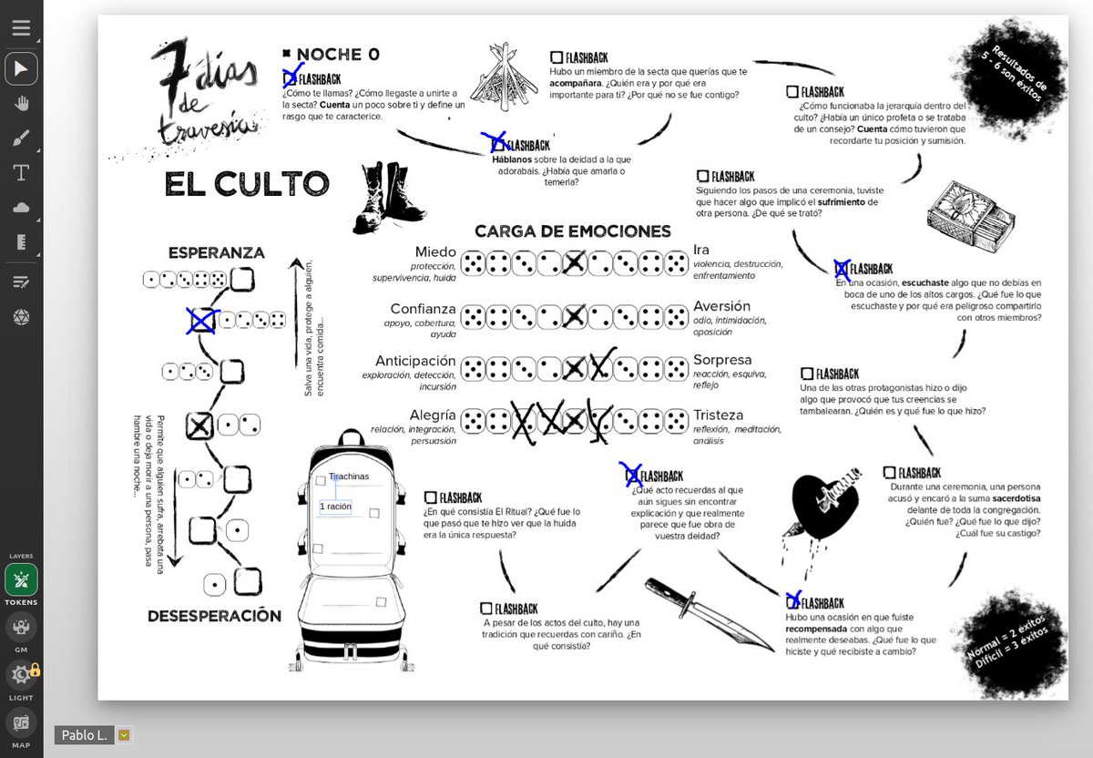 Anoche terminamos de jugar el escenario "El culto" creado por <a href="/viknotbic/">#VikMalo 🏳️‍🌈</a> para 7 días de travesía de <a href="/pepepedraz/">Pepe Pedraz 💡</a>.

Fue una travesía maravillosa llena de misterios e increíbles historias. Usamos la banda sonora recomendada y fue todo un acierto, lo envolvía todo.