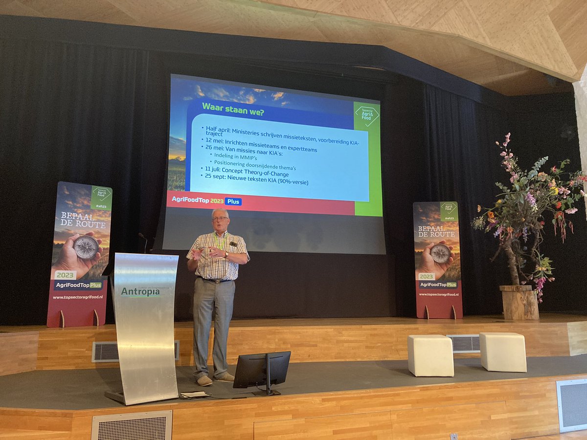 Kees de Gooijer trapt af bij de AgriFoodTop2023 in <a href="/AntropiaCongres/">Antropia</a> vandaag aan de slag om input te leveren aan nieuwe KIA. Moet 25 sept afgerond zijn. We doen dit voor consument is de boodschap. Ben benieuwd!
