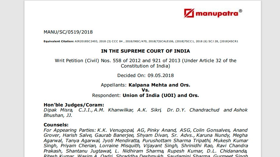 hello #lawtwitter 
if you wish to read case law on the issue regarding the report of the Parliamentary Standing Committee and To what extent the Court can refer to and place reliance upon Under Article 32 or 136 ?
Kalpana Mehta vs UOI (2018)7SCC1, could be worth reading.