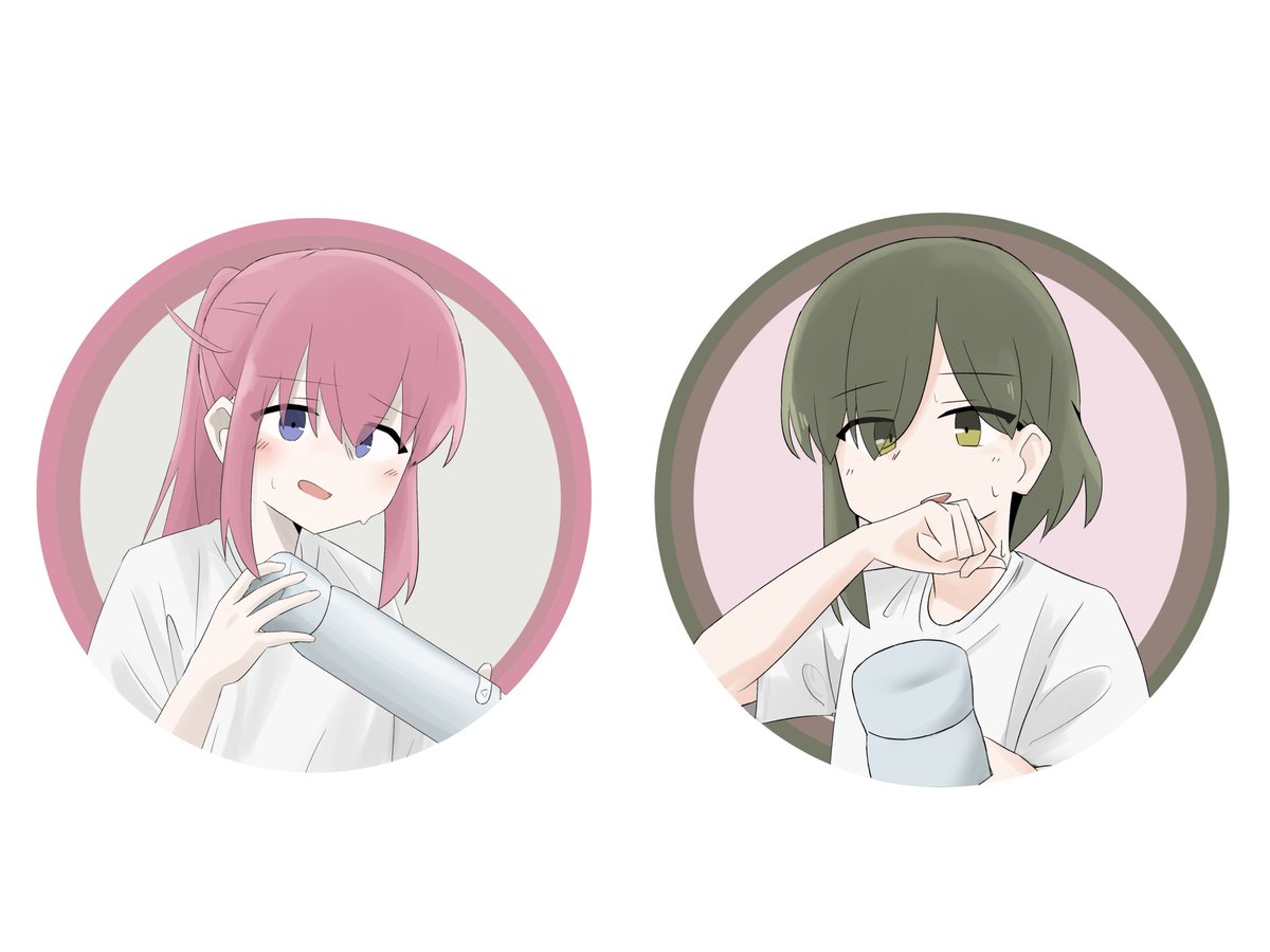 multiple girls 2girls pink hair green hair shirt blue eyes white shirt  illustration images