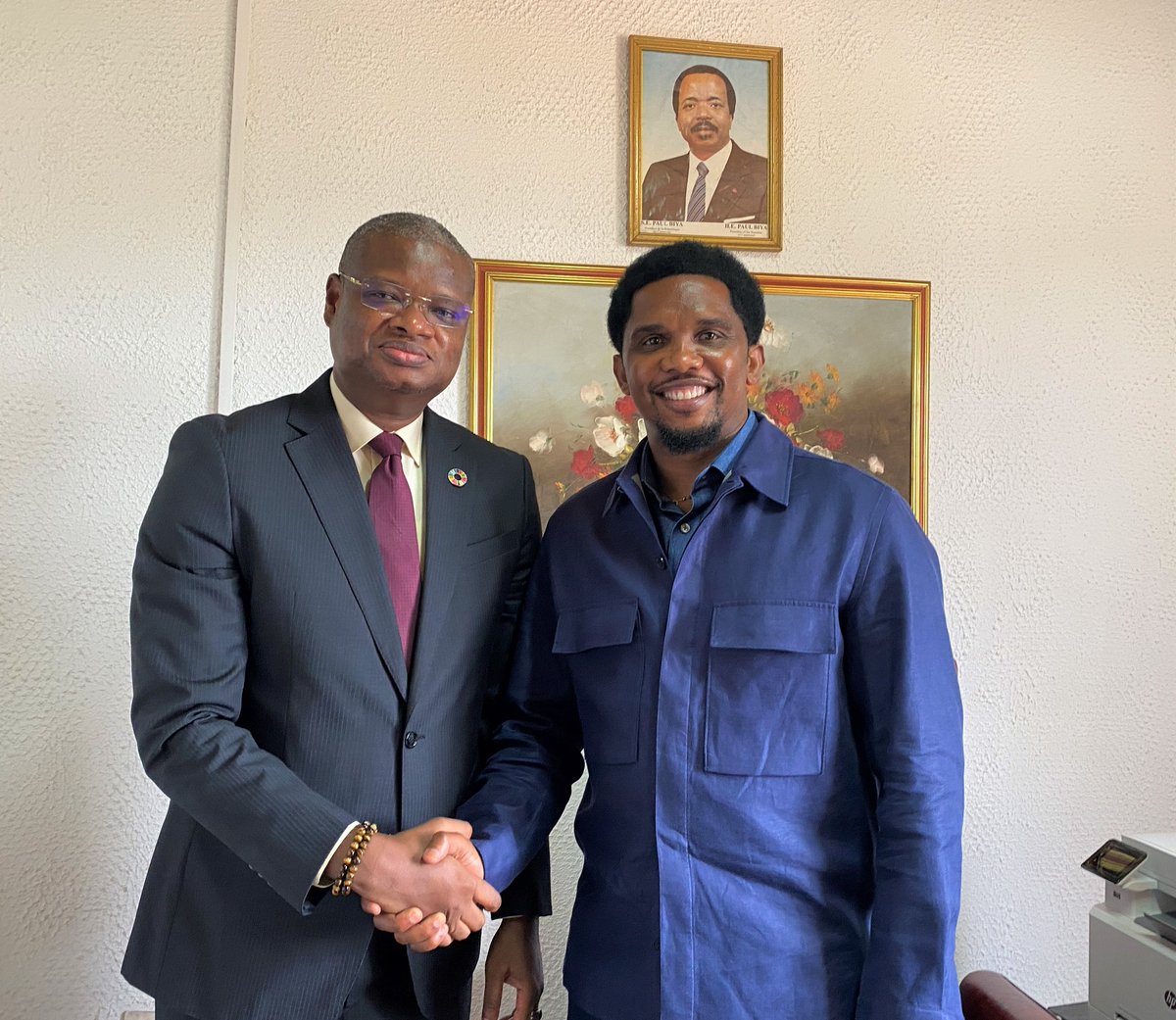A pleasure to connect with @aliouMdia, Resident Representative of @PNUDCameroun to talk all things #SportsForDevelopment and social equity and cohesion in our great country. Looking forward to collaborating more!