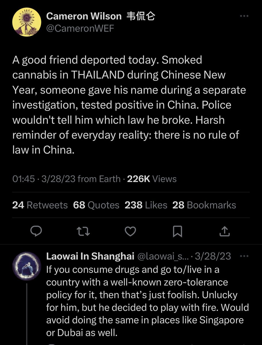 From previous post before I thought dude is like 25 yr old “Eng Teacher” but if you don’t know about the strict drug law policies of China after 20 yrs living there, not sure what to say😂🤡