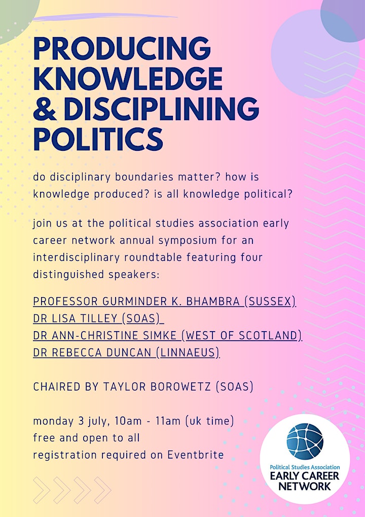 PSA ECN (@psa_ecn) on Twitter photo 🌟#ECNWorlds23 Highlight: Symposium Roundtable
👥 @GKBhambra, <a href="/Tilley101/">Lisa Tilley</a>, Ann-Christin Simke, Rebecca Duncan
🎙️ <a href="/TaylorBorowetz/">Taylor Borowetz (also on Bluesky)</a>
🗓️ 3 July, 10am UK Time
💻 Zoom
🎟️ Free registration via Eventbrite
More info and registration: eventbrite.co.uk/e/psa-ecn-symp… 🌟#ECNWorlds23 Highlight: Symposium Roundtable
👥 @GKBhambra, <a href="/Tilley101/">Lisa Tilley</a>, Ann-Christin Simke, Rebecca Duncan
🎙️ <a href="/TaylorBorowetz/">Taylor Borowetz (also on Bluesky)</a>
🗓️ 3 July, 10am UK Time
💻 Zoom
🎟️ Free registration via Eventbrite
More info and registration: eventbrite.co.uk/e/psa-ecn-symp…