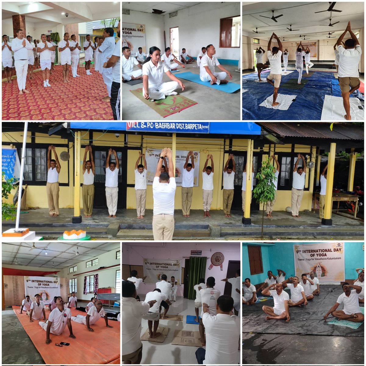 Due to torrential rains, the 9th #InternationalDayofYoga was observed indoors by all Police Stations of Barpeta District.  
#VasudhaivaKutumbakam 
#HarAnganYoga 

@DGPAssamPolice 
@gpsinghips 
@assampolice