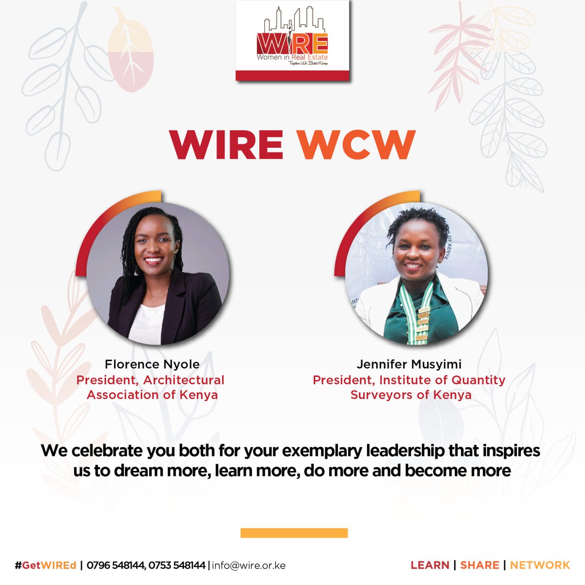 wirekenya's tweet photo. It's Wednesday and we are crushing π on these WIREs: @nyolette President, @Arch_KE and @nduksi President @IQSK_Official whose exceptional leadership continues to inspire us.
Keep leading ππΎ Keep Inspiring π
#WCW
#TogetherWeBuildKenya
#GetWIREd https://t.co/ortKfv8esL