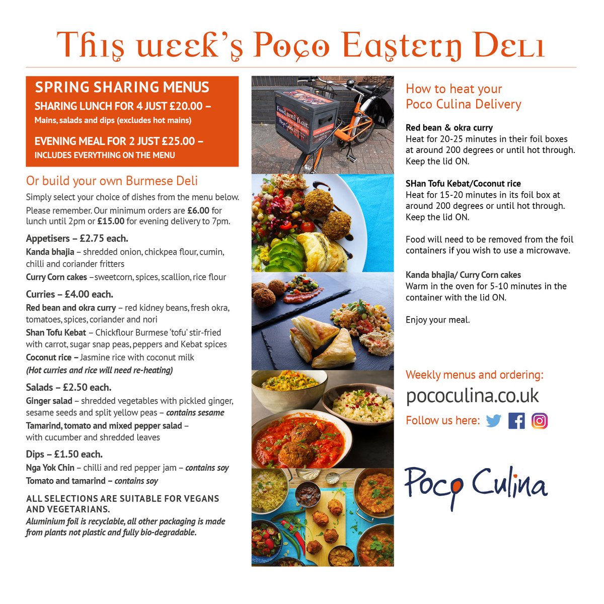 One of my very favourite menus to cook is unquestionably the BURMESE HOME DELIVERY MENU. 

The flavours, spice combinations and ingredients are just wonderful to work with. I hope that shows in the end results. 

Order here: pococulina.co.uk/home-work-deli…