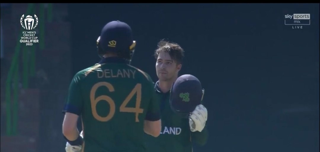 CricCrazyJohns's tweet photo. Curtis Campher, 24-years-old, played one of the great knocks ever by an Irish batter. 

Ireland 33/4 vs Scotland, under lots of pressure &amp; then he smashed 120(108), helped Ireland to reach 286/8. https://t.co/PZql4dRFOX
