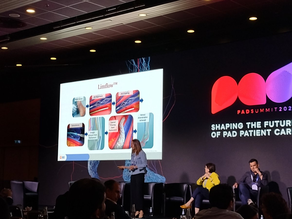 VascularNews's tweet image. The #LimFlow percutaneous #DVA device is detailed next by Marto Lovato (@marlobat; Barakaldo, Spain), opening a session on the future of #PAD treatment #BDPAD23 @BDandCo