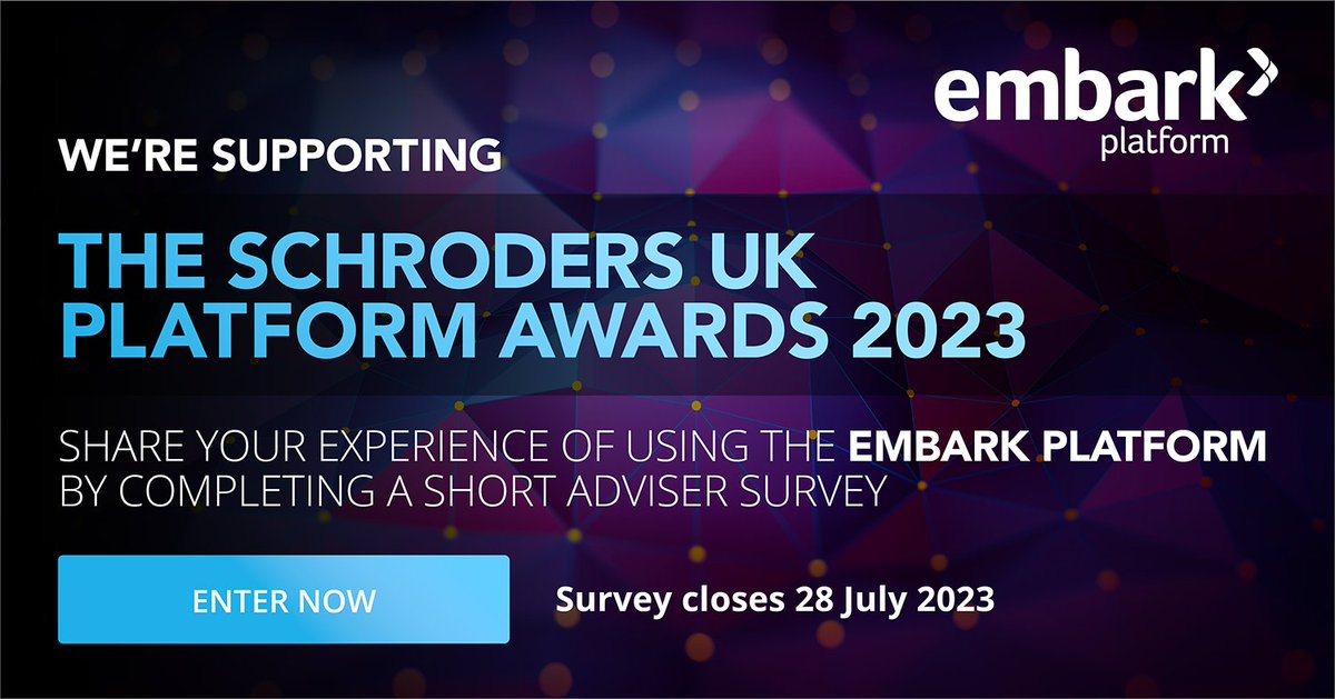 We’re supporting the Schroders UK Annual Platform Awards 2023.

Share your experience of using Embark Platform by completing this short adviser survey. 

survey.alchemer.com/s3/7344831/acd… 

Survey closes 28 July 2023
