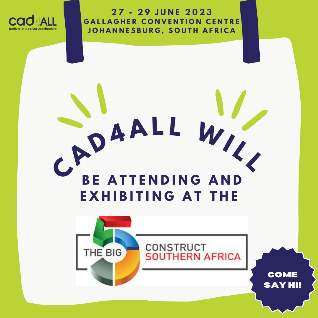Cad4allC's tweet photo. Step into the world of architectural excellence with CAD4ALL as we proudly exhibit at Johannesburg's prestigious Big 5 event! From captivating designs to groundbreaking innovations, we're shaping the future of architecture together. Join us on this remarkable journey! 🌍✨ https://t.co/BCv9FxNymH