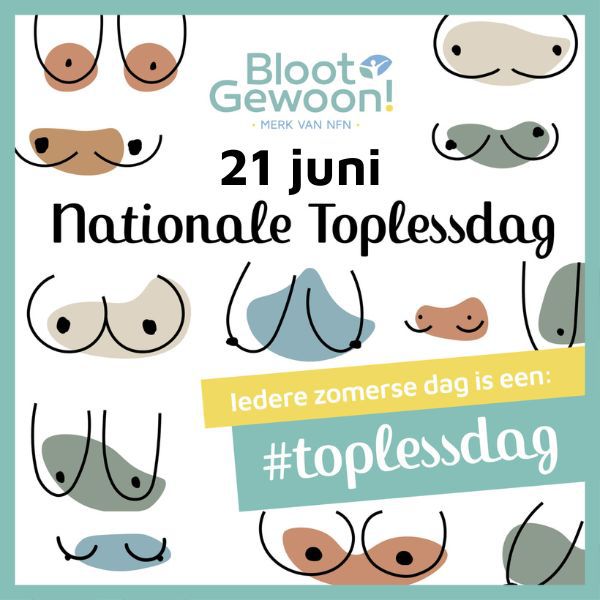 Topless zonnen mag! Vrouwen hebben hetzelfde recht als mannen. Op 21 juni vieren we de Nationale Toplessdag om aandacht te vragen voor gelijkheid en het doorbreken van seksualiseren van het vrouwenlichaam. Doe mee en verander het beeld!

#toplessdag 
blootgewoon.nl/toplessdag/