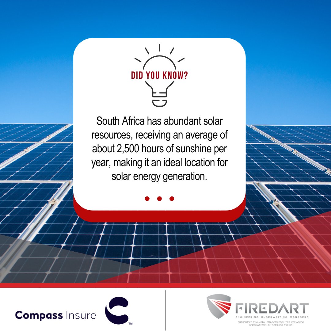 South Africa's abundant sunshine, averaging 2,500 hours per year, makes it an ideal location for solar energy generation. Consistent production and optimal energy yields make it a promising source of clean and sustainable power. 

#SolarEnergy #CleanPower