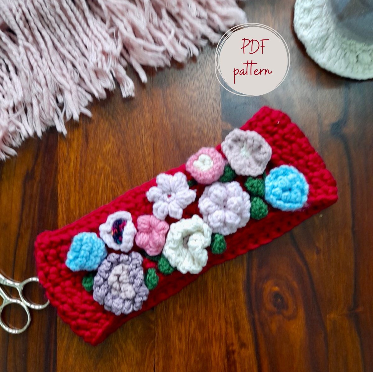 Vibrant boho headband for every girl, in my #etsy shop: etsy.me/3PjQFDD #valentinesday #crochet #birthday #crochetpattern #forgirls #headbandpattern #crochetflower #crochetheadband #forwomen