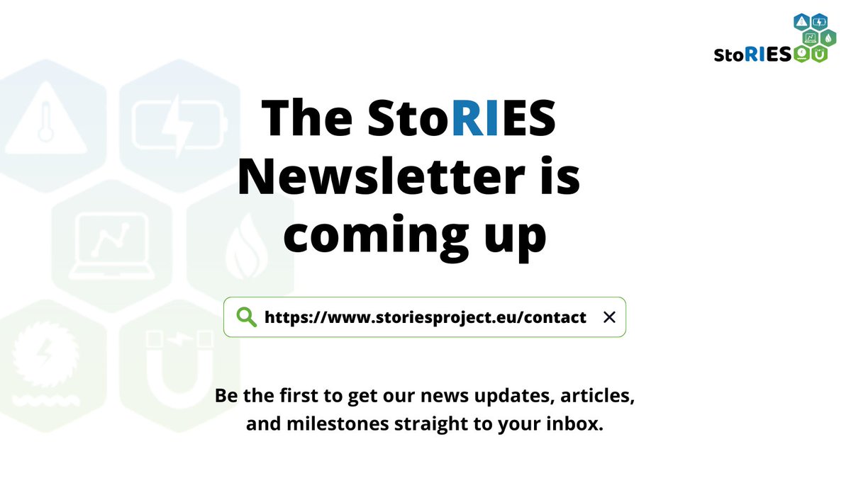 💡Have you signed up for #StoRIES newsletter? Don't miss the third issue, coming up soon!

Stay updated on the project and news about hybrid #energystorage in Europe! ⚡️
📰Subscribe here: storiesproject.eu/contact

#H2020🇪🇺