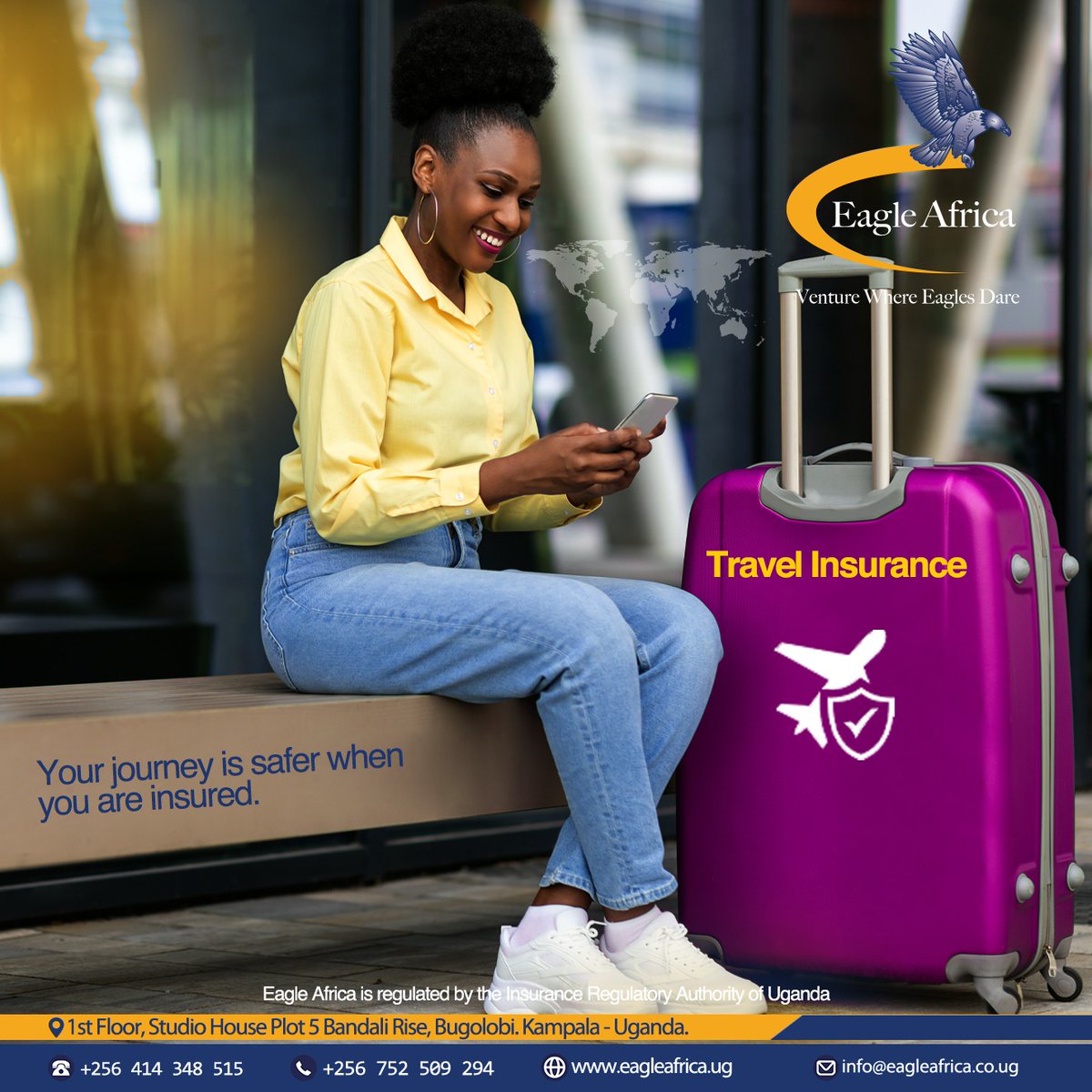 Are you traveling somewhere?
Better get covered for a safer journey!

#EagleAfrica #TravelInsurance #insurancecover #insurancebroker