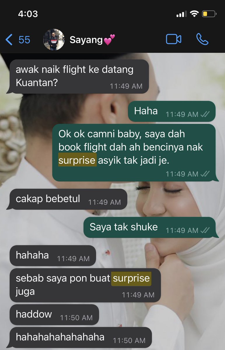 Iylia cakap la tak boleh, petang ni ada hal. 

Last last dia dapat teka iylia dah book flight balik. And dia pun cakap dengan runner surprise tu untuk hold bagi bunga🤣

Entah la rasa cuwit tapi rasa cam bodoe dua dua ekor nak buat surprise tapi tak jadi.