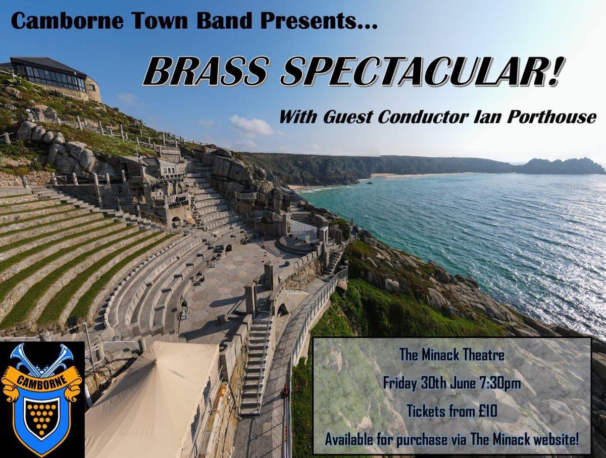 It’s nearly time for our Brass Spectaular concert at the Minack Theatre! Don’t miss it, Friday 30th at 7.30, see you there 🎶

🎟 TICKET INFO | Tickets can be purchased from the link below:
minack.com/whats-on/brass…

📷 Photo Credit to: HD Drone Photography