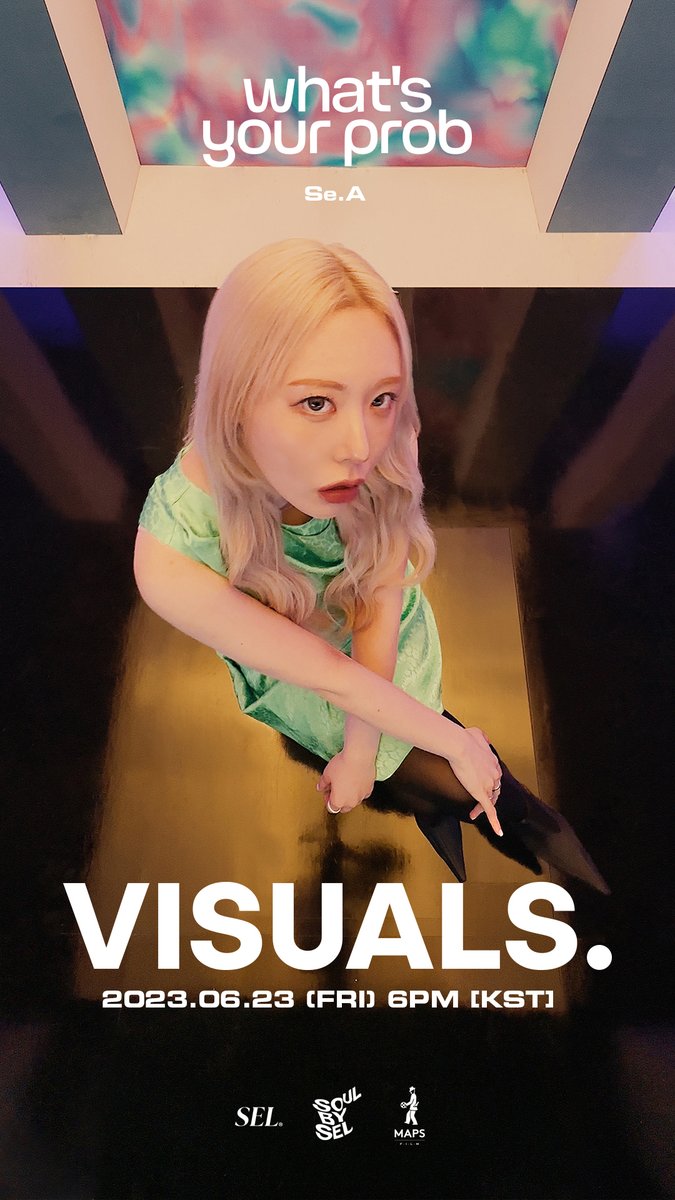 'SOULBYSEL Compilation 05' VISUALS.

Se.A - what's your prob

Teaser Image

2023.06.23 (FRI) 6PM KST

#KPOP #KRNB #SOULBYSEL #소울바이서울 #SeA #세아