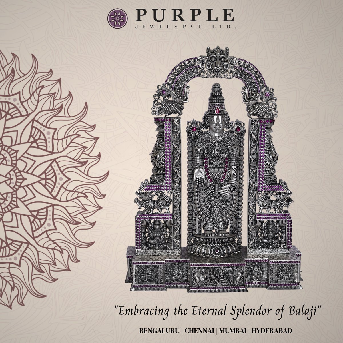 Visit Purple Jewels Pvt Ltd for 'embracing the eternal splendor of balaji'

Bengaluru - 9844175954
Chennai - 9841110697
Mumbai - 9920274644
Hyderabad - 9035130300

purplejewels.in

For more Updates Do follow us on Social Media
#CLICK TO CONNECT bit.ly/JewelBuzz