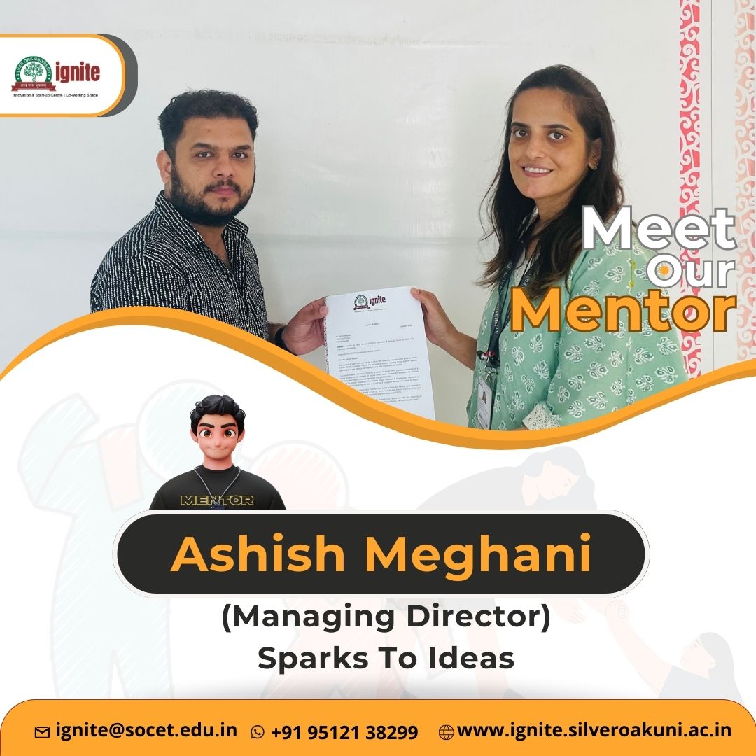 Team IGNITE take this opportunity to welcome Mr. Ashish Meghani, Managing Director at Spark To Ideas as a mentor to the IGNITE mentor board. We believe the startups at IGNITE will be highly benefitted by your mentorship.

#mentor #igniteforstartups #silveroakuniversity