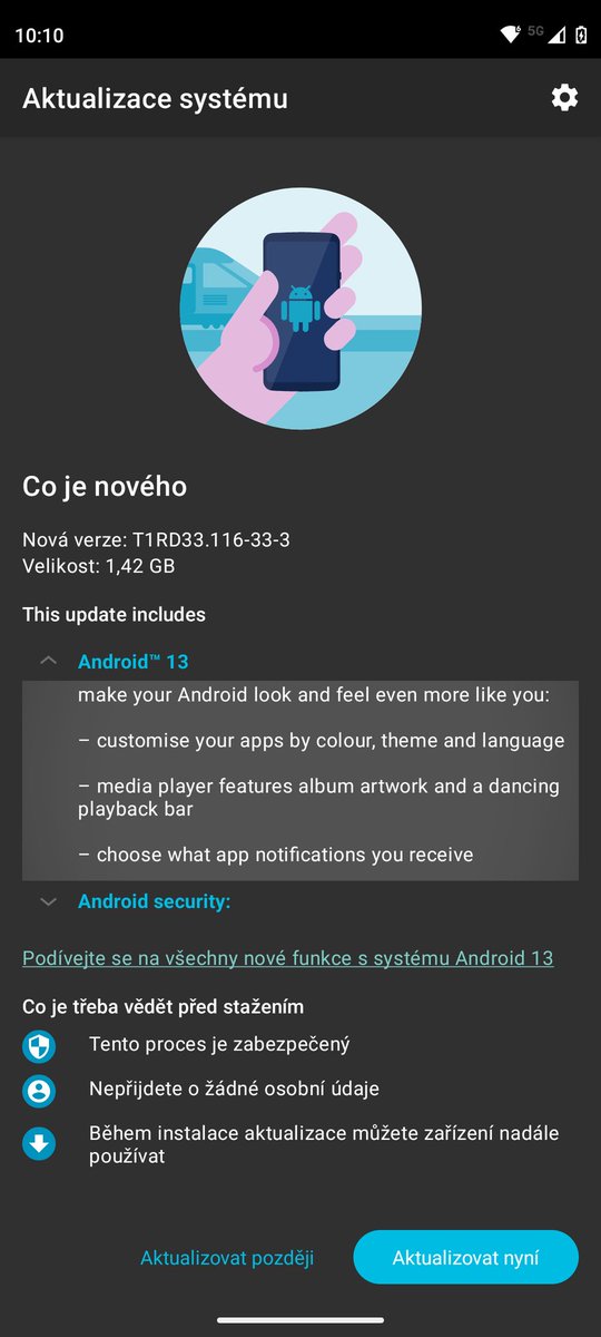 DanielRebicek's tweet photo. Tak je to konečně tady. Podpora Motoroly se probrala a poslala konečně Android 13

Motorola Edge 30 https://t.co/AT1tXTT0p8