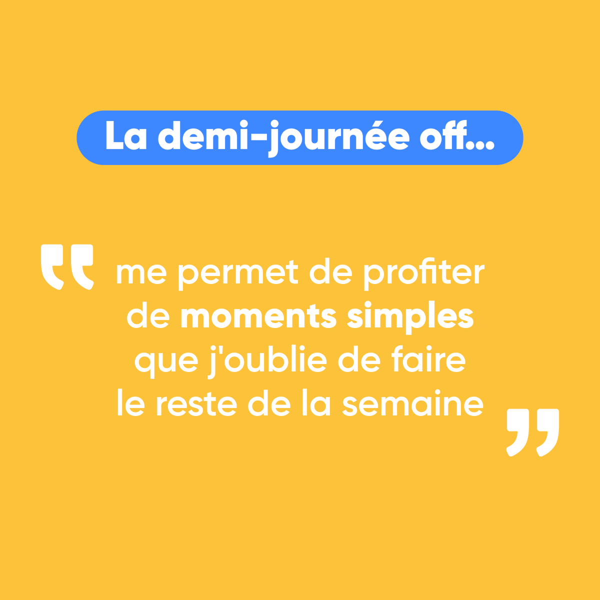 C’est la semaine de la Qualité de Vie et des Conditions de Travail (QVCT)🙌🏼

Chez Nobilito, pour que nos collaborateurs se sentent bien, nous avons mis en place la semaine de 4 jours et demi 🤗

Stay tuned pour découvrir cette semaine nos autres initiatives #SemaineQVCT  👀