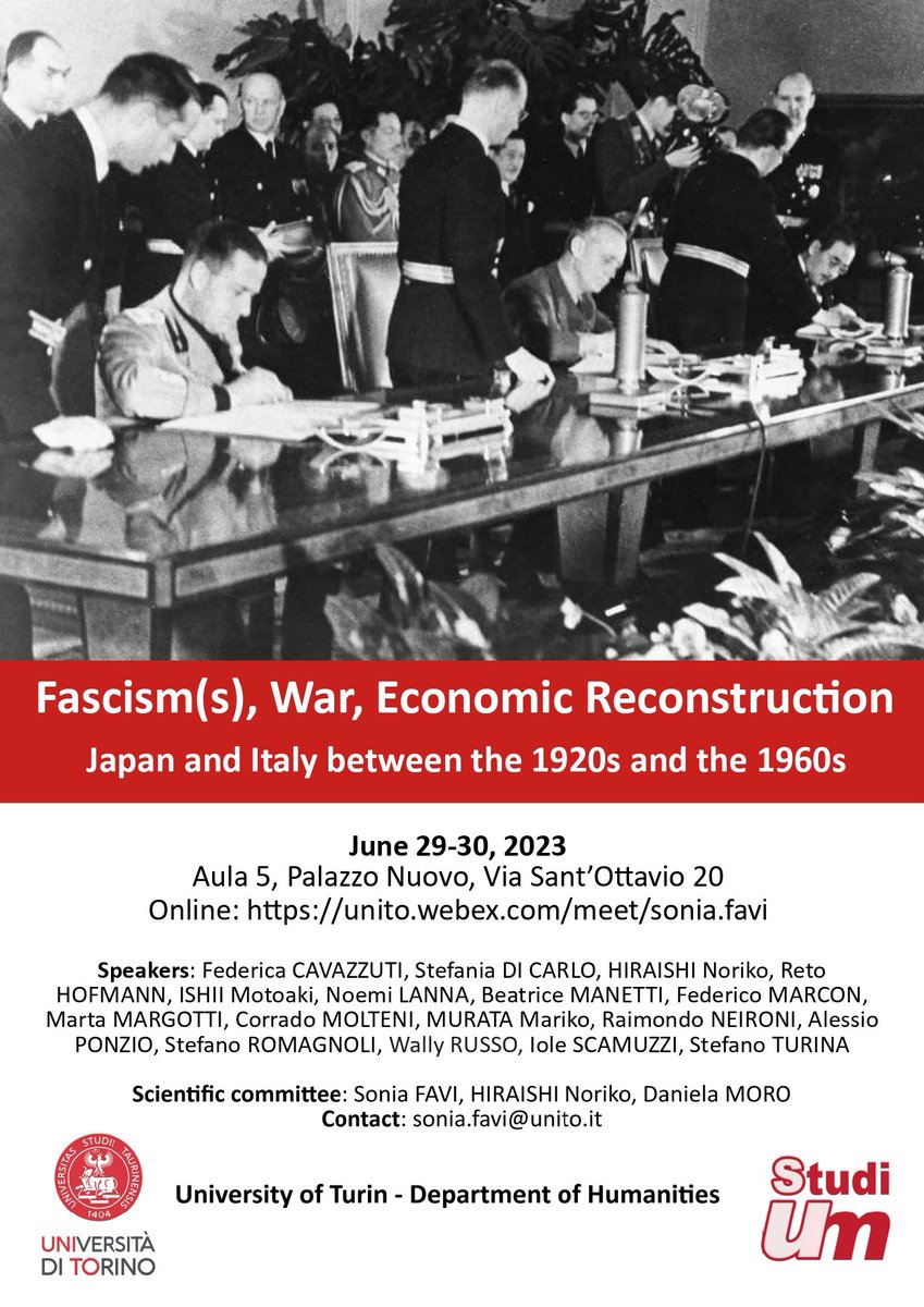 Sonia Favi (@favisonia) on Twitter photo You are all warmly invited to join us at the hybrid conference āFascism(s), War, Economic Reconstruction. Japan and Italy between the 1920s and the 1960sā on June 29-30 <a href="/unito/">UniversitĆ di Torino</a>. Details about the schedule can be found here: sites.google.com/view/fascismsw⦠You are all warmly invited to join us at the hybrid conference āFascism(s), War, Economic Reconstruction. Japan and Italy between the 1920s and the 1960sā on June 29-30 <a href="/unito/">UniversitĆ di Torino</a>. Details about the schedule can be found here: sites.google.com/view/fascismswā¦