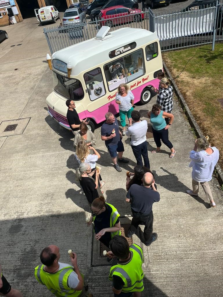 When the storms cleared the ice cream van arrived! Yesterday we had a lovely afternoon in the sun treating our staff to some tasty treats from a vintage ice cream van 🍦🌤️
