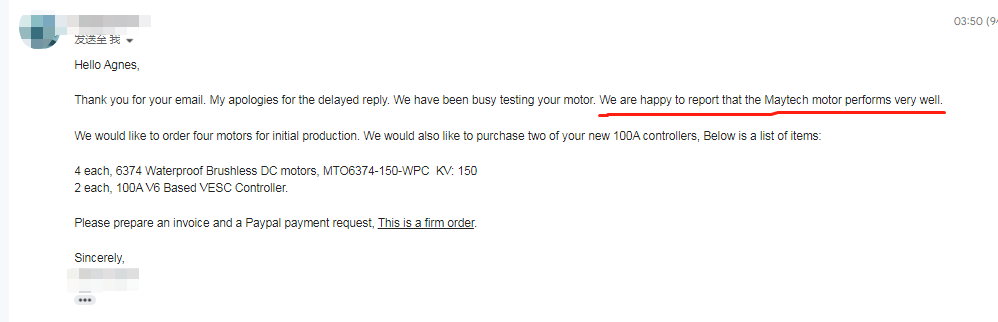 MaytechHobby's tweet photo. Last 4 Days 15% Discount !

Feedbacks from customer about Maytech 6374 waterproof motor for Foil Assist.

#customerfeedback #maytech #6374motor #waterproofmotor #foilassistmotor #electricpropulsion #outboard #brushlessmotor

https://t.co/l2xNbcWbBH https://t.co/cmalVCnKSj
