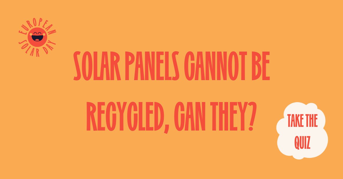 E_Futura's tweet image. Sapevi che i pannelli #fotovoltaici possono essere riciclati? 
E che il 90% dei tetti in Europa resta ancora inutilizzato?
Festeggia l’#EuropeanSolarDay testando la tua cultura #solare. 
Visita il sito, anche in italiano, dell’iniziativa @SolarPowerEU 
solarday.org/it