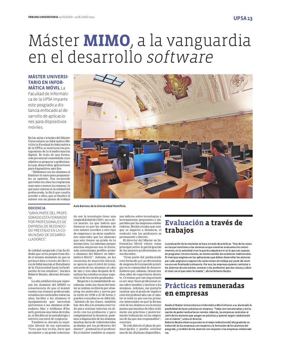 TribunaUni's tweet photo. 📱Máster Universitario en Informática Móvil MIMO @informaticaUPSA  

👩🏻‍🎓La @usal  celebra la investidura de Colinas y Murnane

🇧🇷Un retrato histórico del #Brasil del siglo XVII @cebusal  

🔝La @usal genera un gran impacto en la economía de su territorio https://t.co/bxeEX04y23