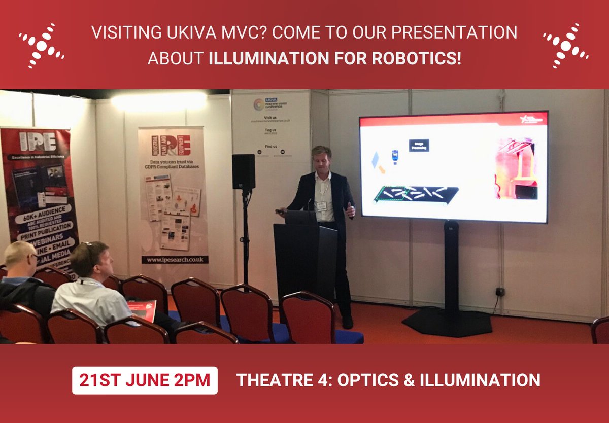 TPL_Vision's tweet image. Good morning from Coventry!☀️It&apos;s the 2nd day at UKIVA #MVC2023  (say hi to us @ Booth45), with Jack&apos;s presentation starting at 2PM. Come along to learn how to improve the success of vision-guided #robotics applications through optimising illumination for effective part picking.