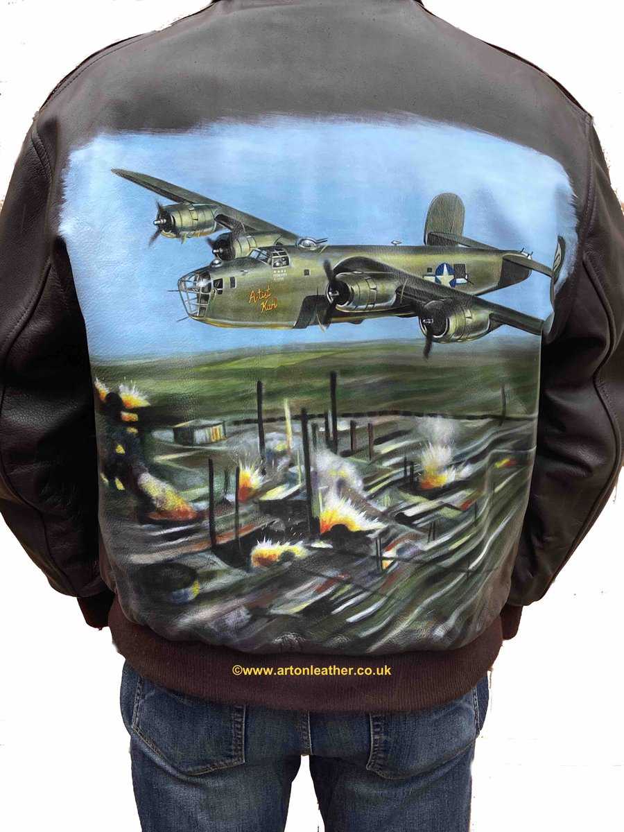 karl_artist's tweet image. Another example of a hand painted leather jacket art commission I completed of a #b24liberator.

If you are in the UK and want get your own bespoke art done, visit my website:  artonleather.co.uk #artonleather #flyingjacket #warbird #warbirdart