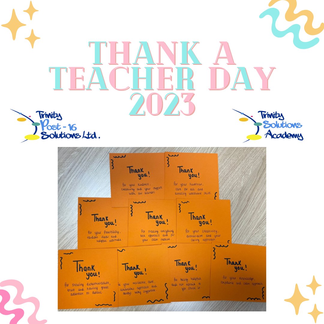 SolutionsNCL's tweet image. National Thank a Teacher Day 2023
A Thank you to all of our staff team here at Trinity Solutions.